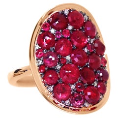 Joke Quick Rose Gold 5.22 Ct. Burmese Ruby & Diamond Mosaic Ring