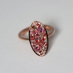 Joke Quick Anello in oro rosa Padparadscha Zaffiro Diamante Pavé Mosaico