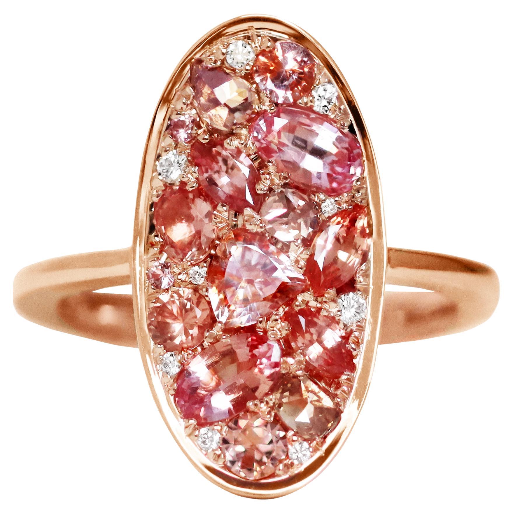 Joke Quick Rose gold Padparadscha Sapphire Diamond Pavé Mosaic Ring