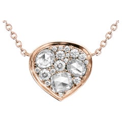 Joke Quick Rose Gold White Brilliant- and Rose-Cut Diamond Pave Pendant Necklace