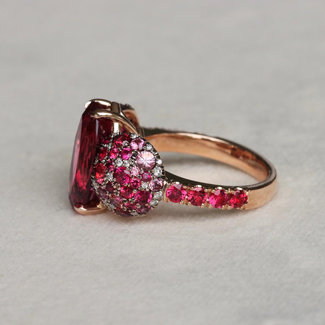 Joke Quick Rubellite Ruby Red Spinel Padparadscha Sapphire Coctail Ring For Sale 3