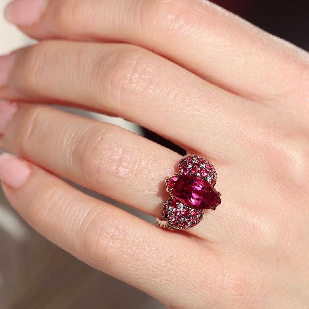 Joke Quick Rubellite Ruby Red Spinel Padparadscha Sapphire Coctail Ring For Sale 9
