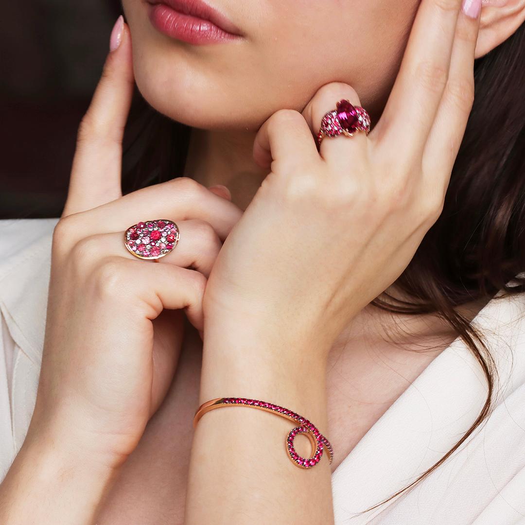Joke Quick Rubelita Rubí Rojo Espinela Padparadscha Zafiro Anillo Coctail en venta 14