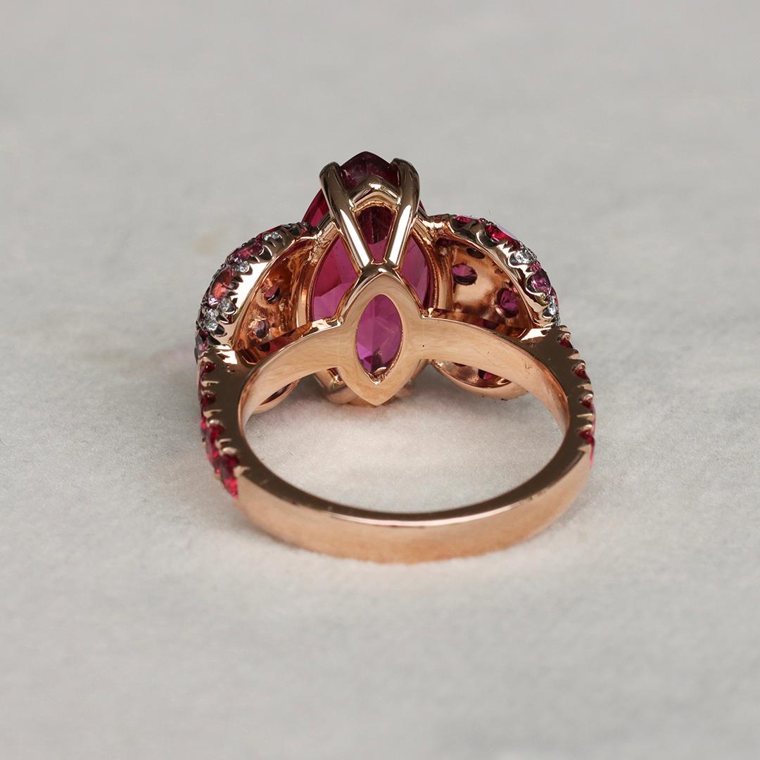 Joke Quick Rubellite Ruby Red Spinel Padparadscha Sapphire Coctail Ring For Sale 1