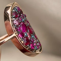 Ruby, Pink and Blue Diamond Pave Ring