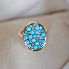 Joke Quick Turquoise, Pink Diamond, Paraïba Tourmaline Pave Ring