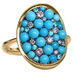 Joke Quick Turquoise, Pink Diamond, Paraïba Tourmaline Pave Ring