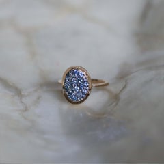 Joke Quick Unheated Blue Sapphire Diamond Pave Mosaic Ring
