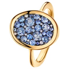 Joke Quick Unheated Blue Sapphire Diamond Pave Mosaic Ring