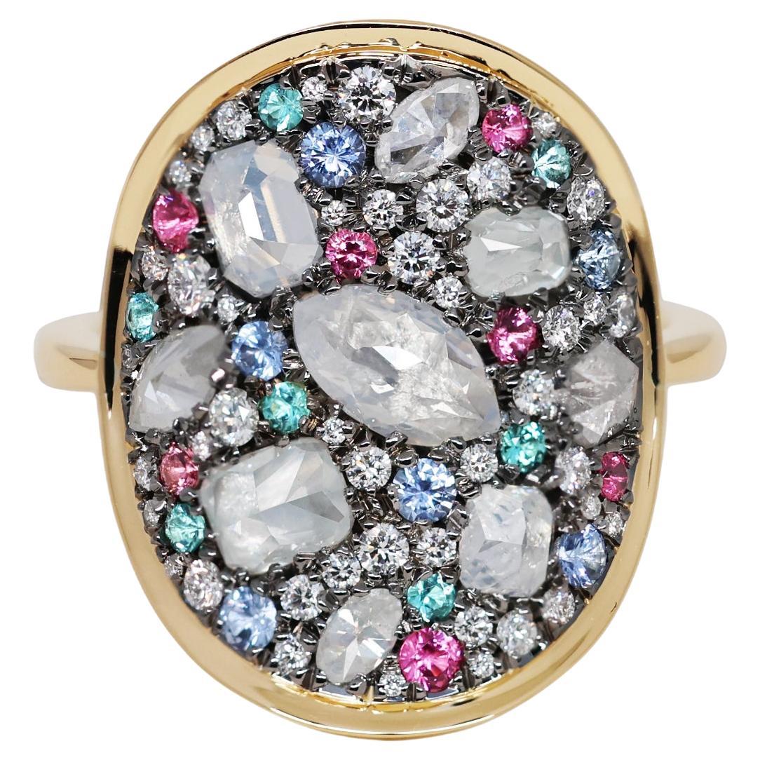 Joke Quick Weißer Diamant Paraiba Turmalin No Heat Saphir Pink Spinell Ring im Angebot