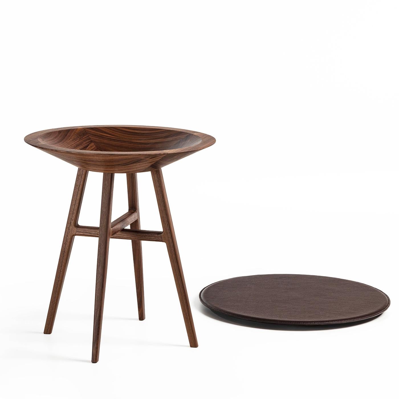 Contemporary Joker Round Black & Brown Accent Table For Sale