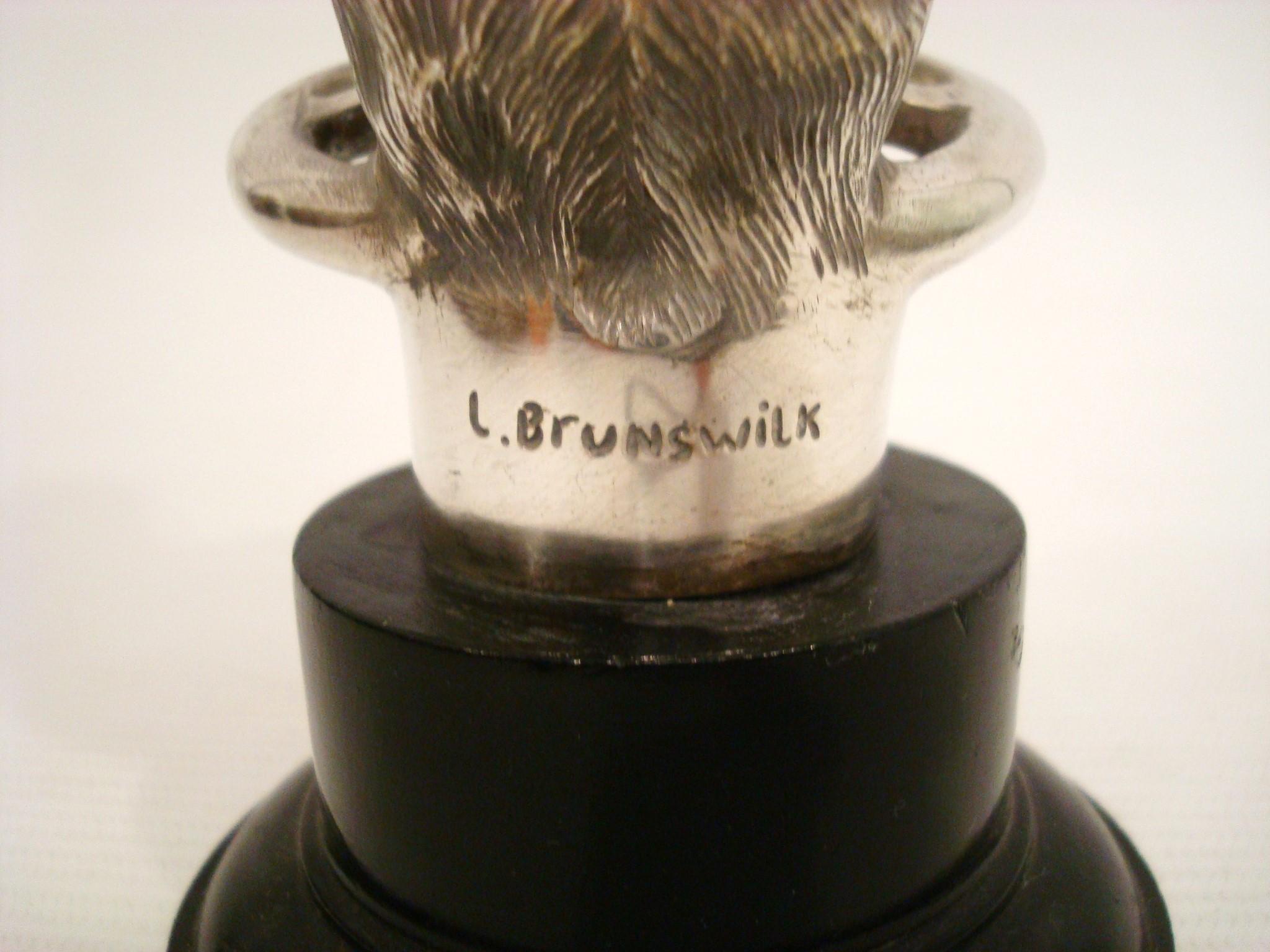 Silvered JOKO Monkey Car Mascot / Hood Ornament Signed Bruswick. English  1920´s