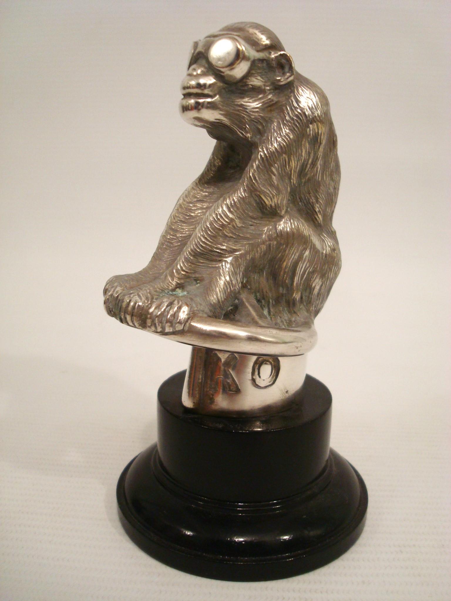Bronze JOKO Monkey Car Mascot / Hood Ornament Signed Bruswick. English  1920�´s