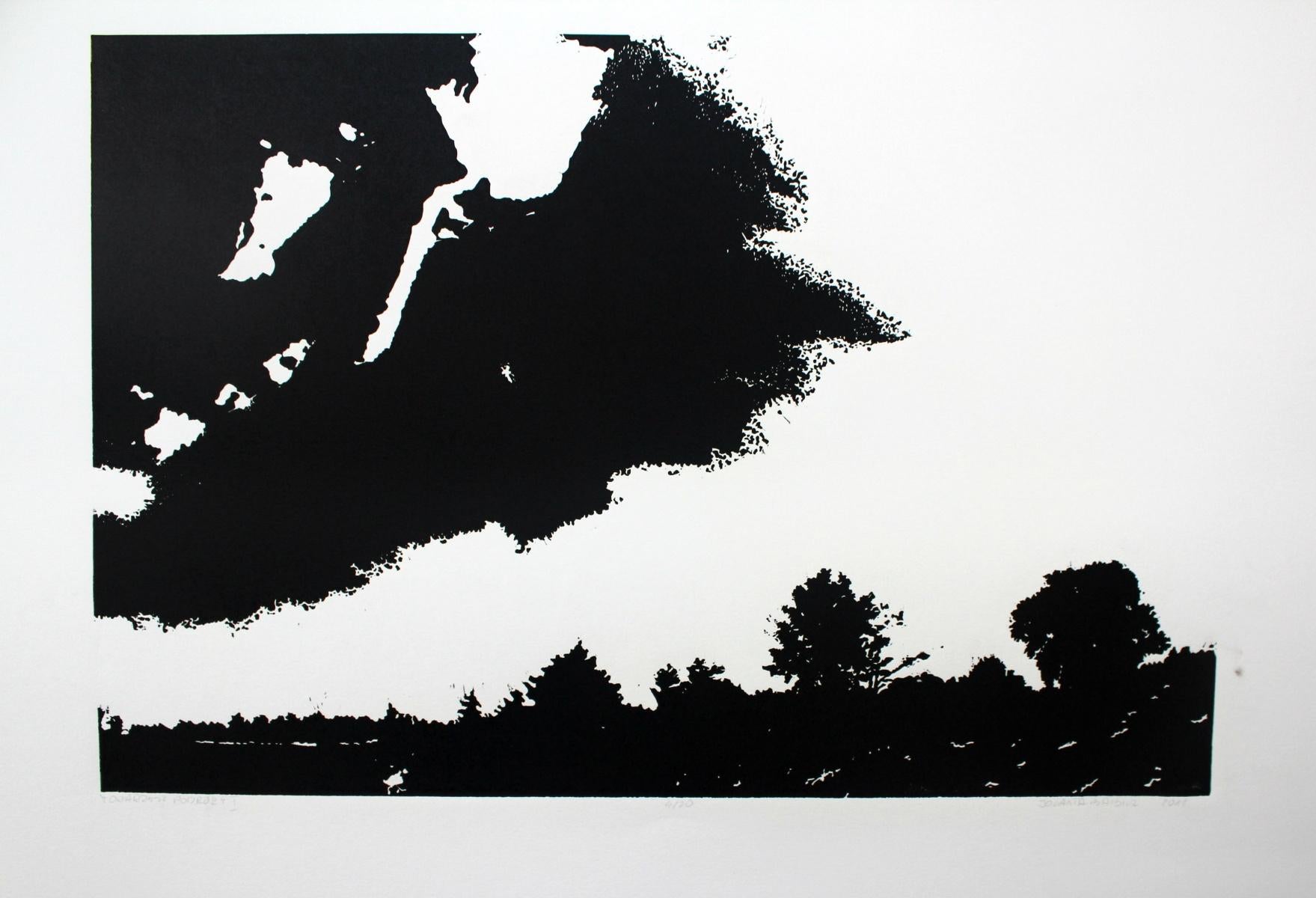 Journey companion. Black & white linocut print Figurative & Abstract, Minimalism - Minimalist Print by Jolanta Babicz