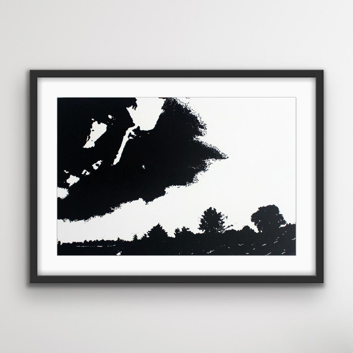 Reisebegleiter. Schwarz-weißer Linolschnitt-Druck figurativ und abstrakt, Minimalismus im Angebot 1