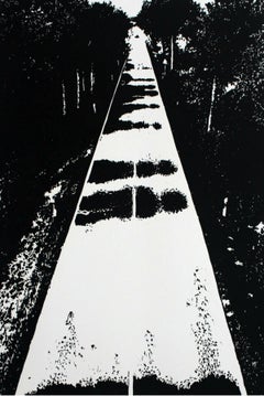 Journey companion. Black & white linocut print Figurative & Abstract, Minimalism