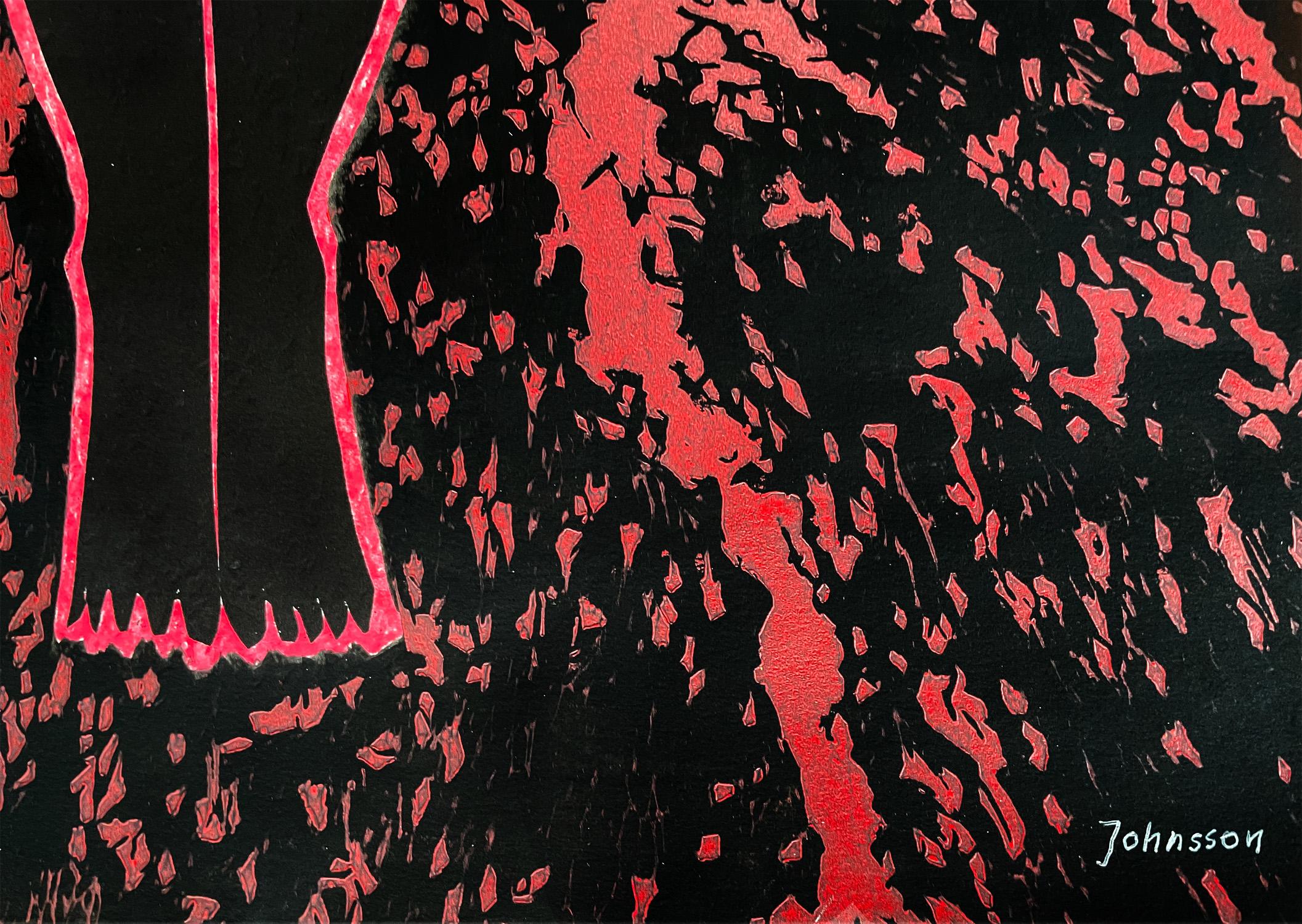 L'intimité de son corps en noir et rouge - Féministe Print par Jolanta Johnsson