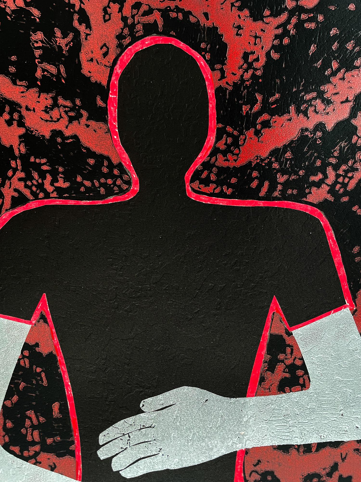 Intimität in seinem Körper in Schwarz und Rot – Print von Jolanta Johnsson
