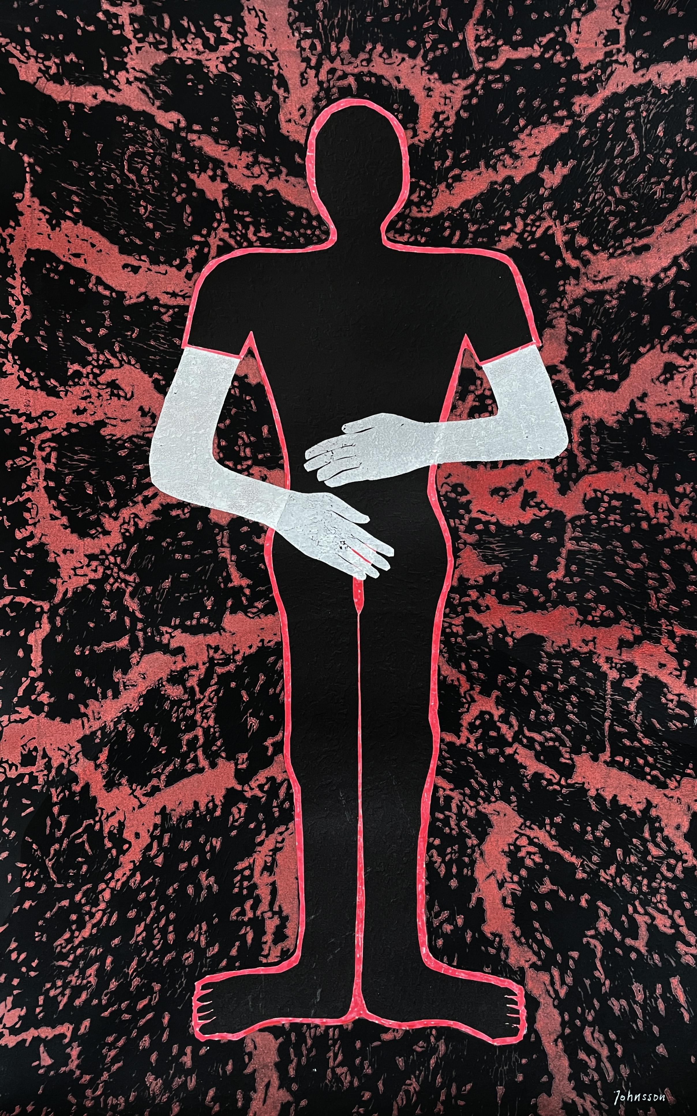 Jolanta Johnsson Nude Print - Intimacy in His Body in Black and Red