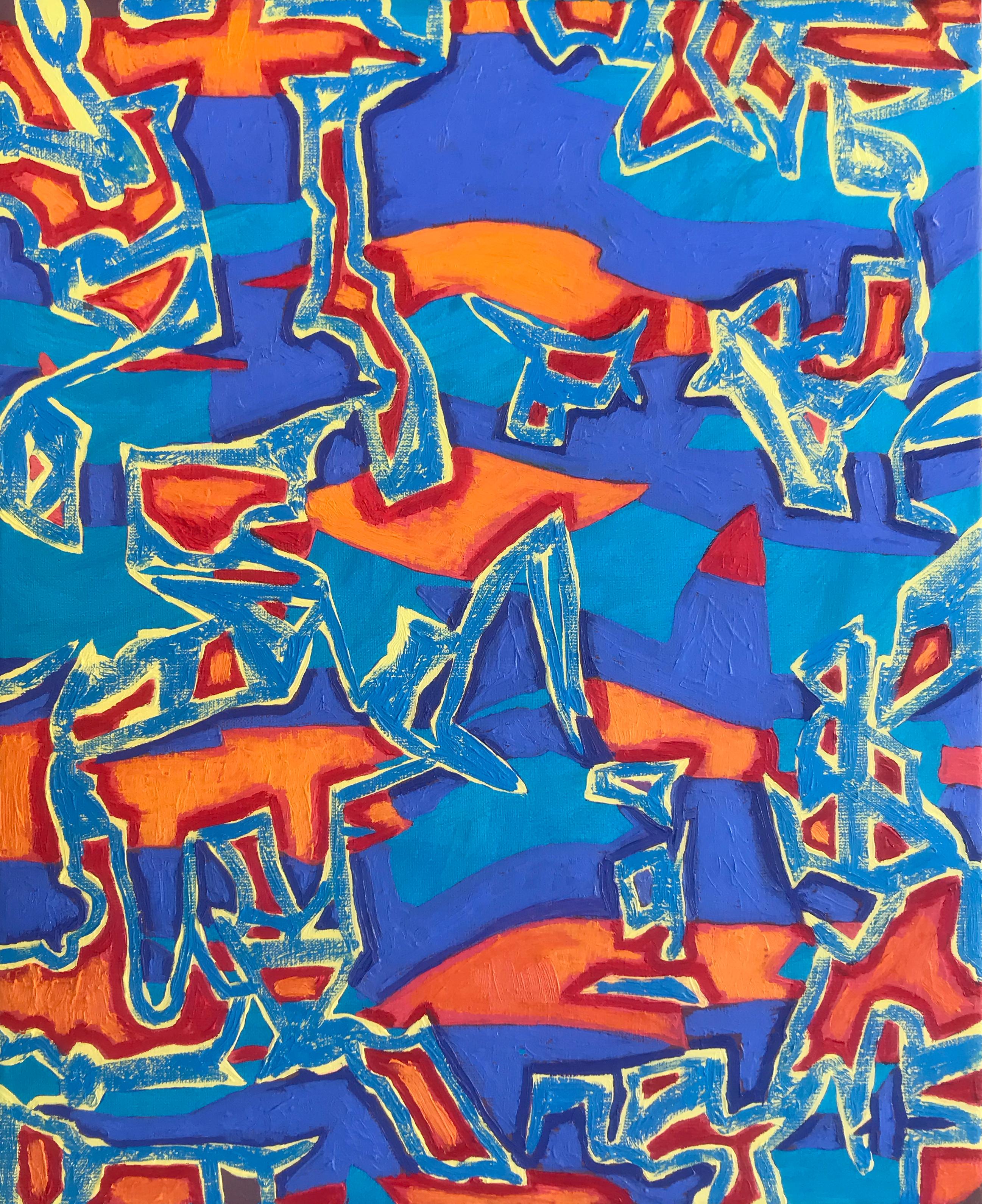 Jolanta Johnsson Abstract Painting – Abstrakte Ideen in Blau