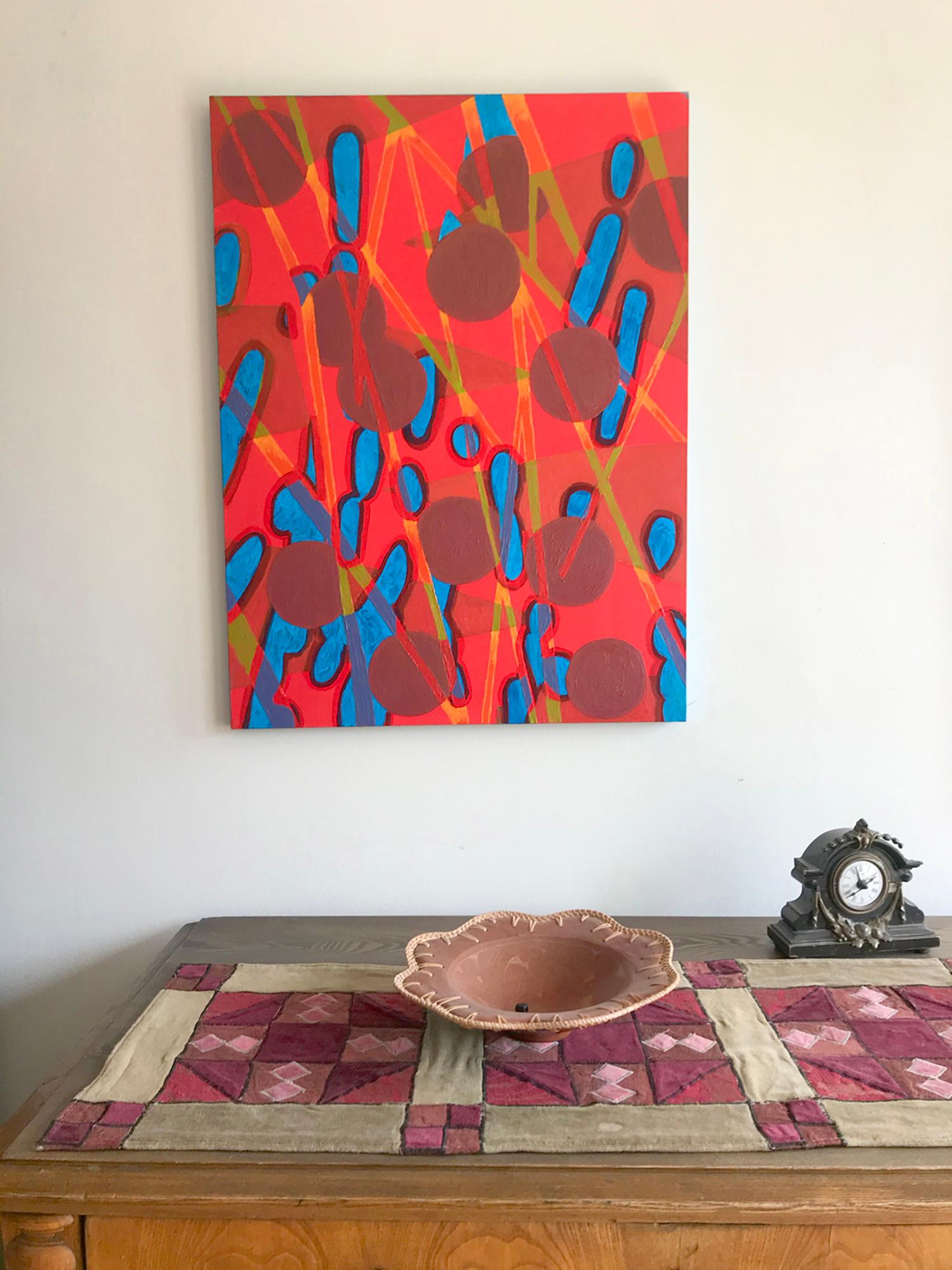 Abstraktes Gemälde in Rot  – Painting von Jolanta Johnsson