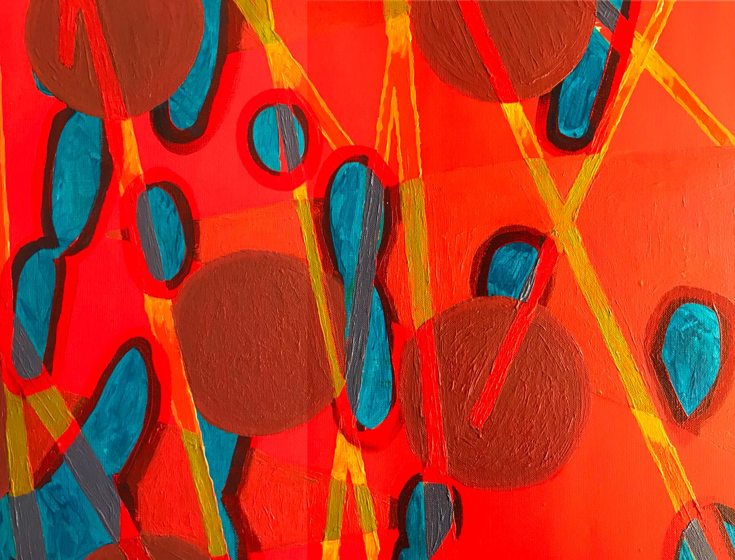Abstraktes Gemälde in Rot  (Abstrakter Expressionismus), Painting, von Jolanta Johnsson