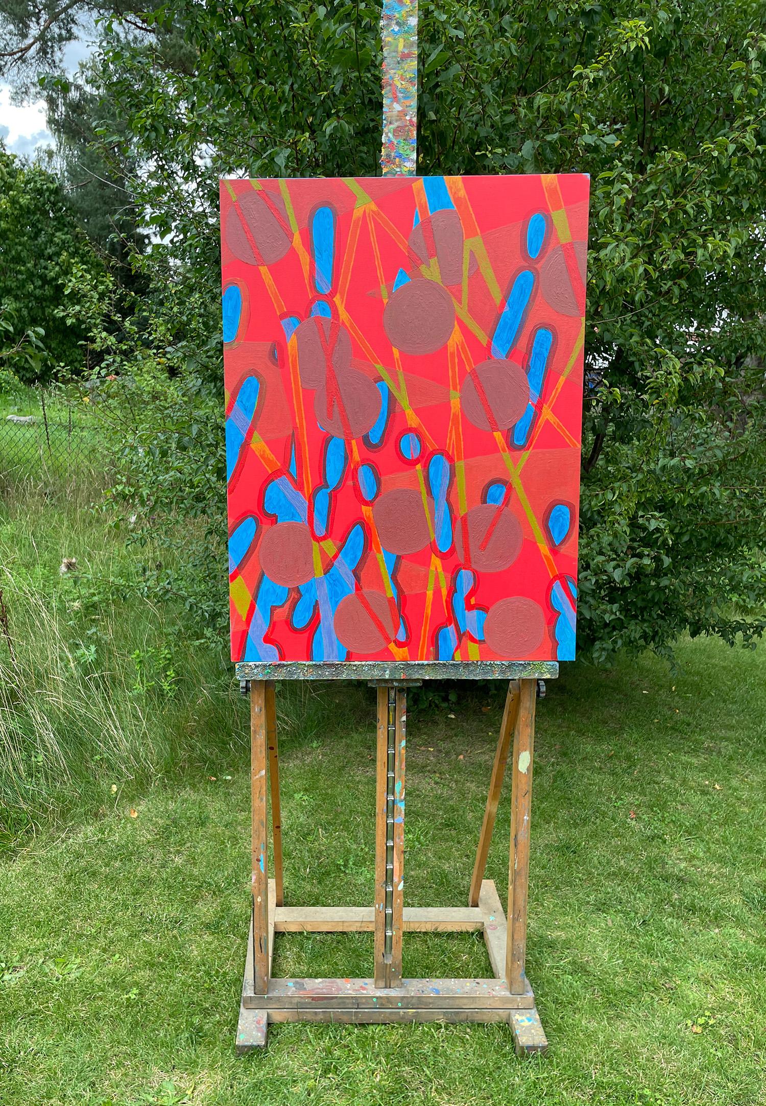Abstraktes Gemälde in Rot  im Angebot 3