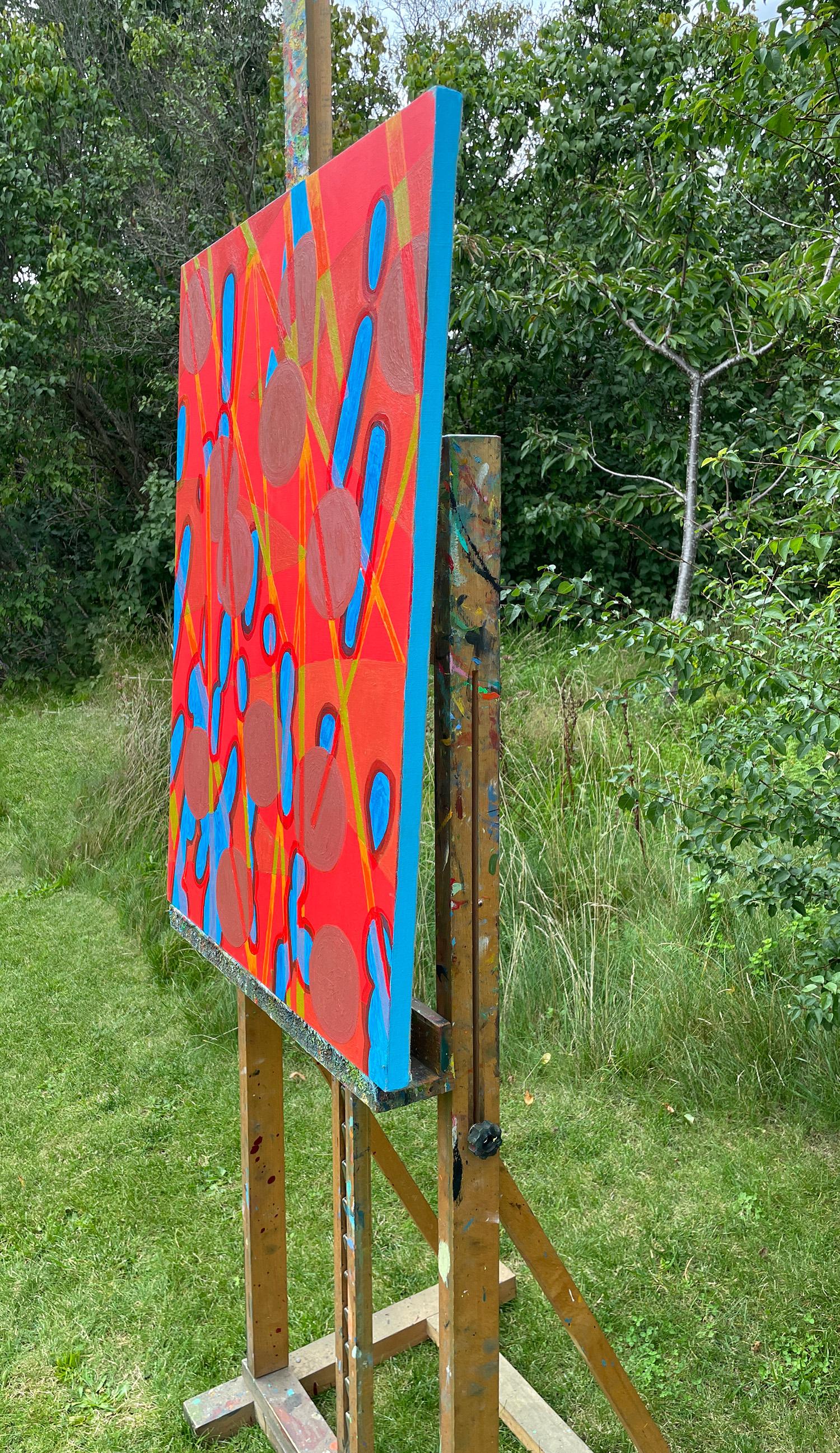 Abstraktes Gemälde in Rot  im Angebot 4