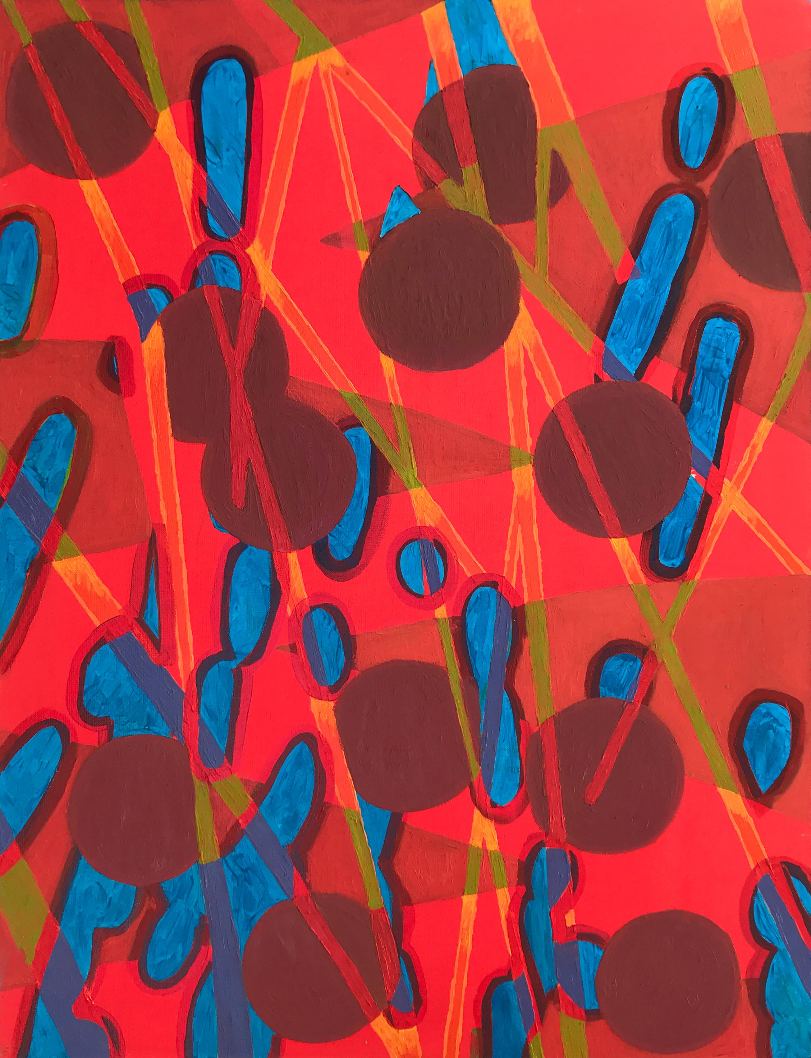 Jolanta Johnsson Abstract Painting – Abstraktes Gemälde in Rot 
