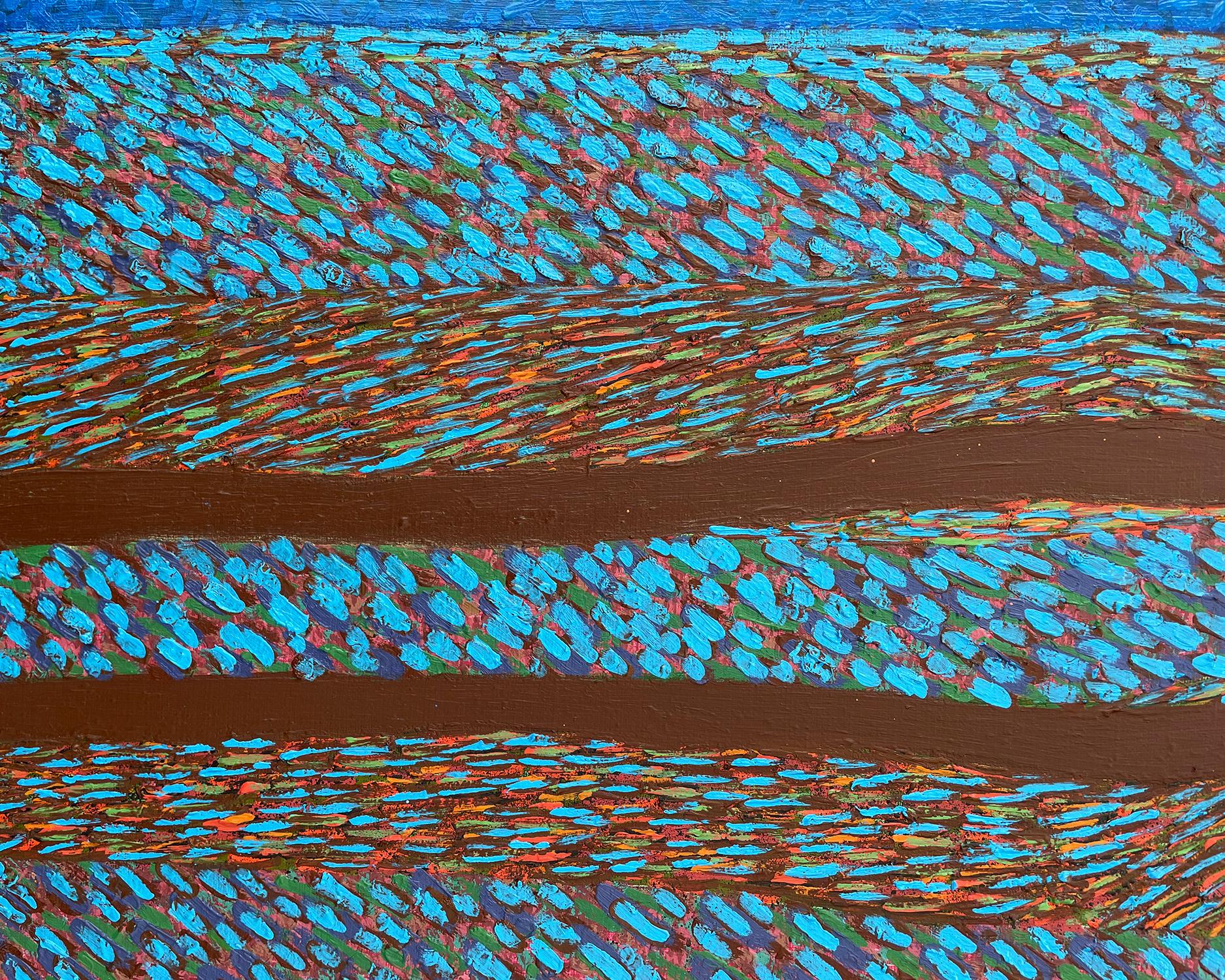 Blaue Alchemie (Grau), Abstract Painting, von Jolanta Johnsson