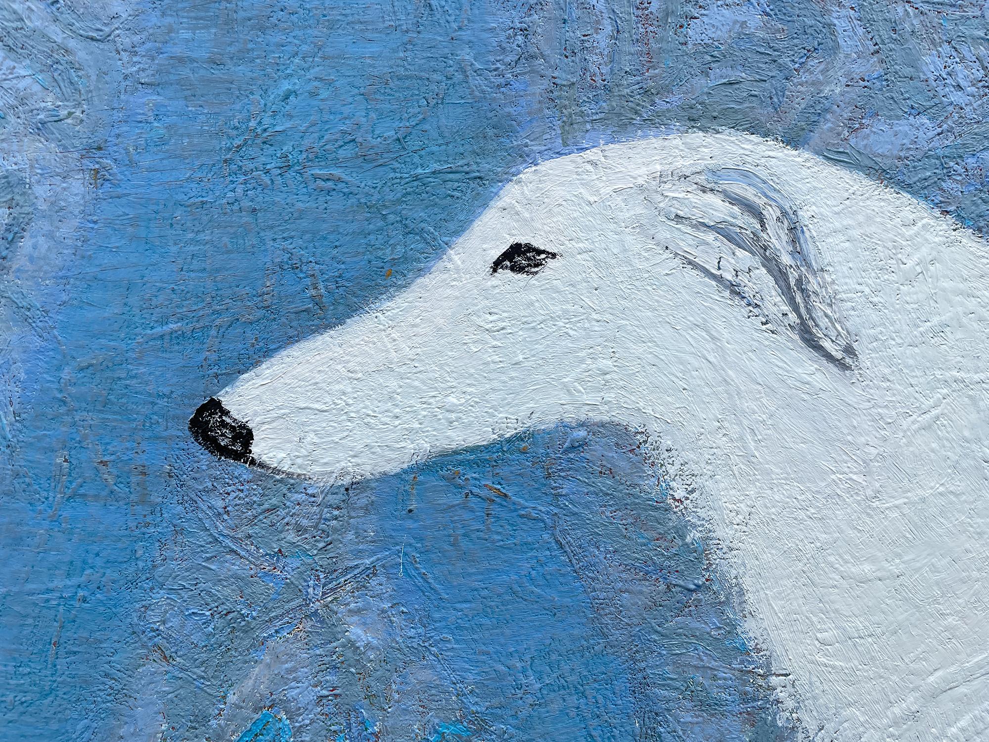 Borzoi Dog White - Painting by Jolanta Johnsson