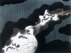 Up with the clouds - 21st Century Contemporary Painting, Black & white