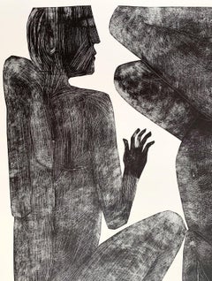 Human 2 - Contemporary Print, Figurative, Couple, Black & white