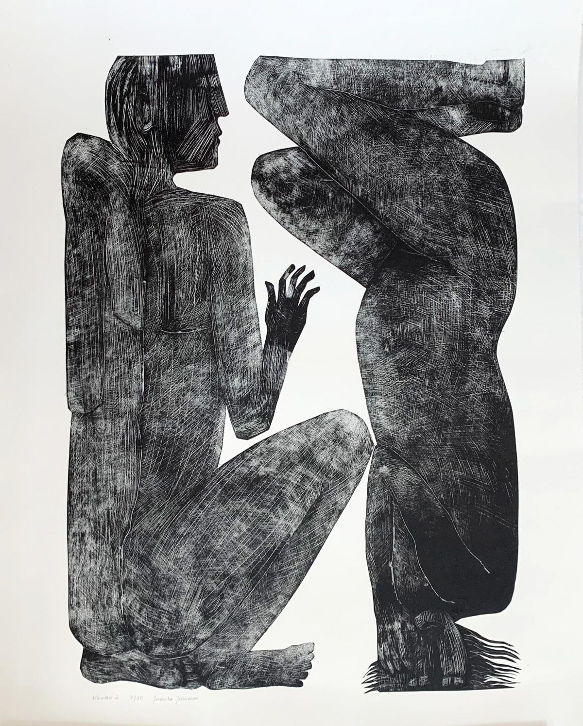 Jolanta Johnsson Figurative Art - Human 2 - Contemporary Print, Figurative, Couple, Black & white