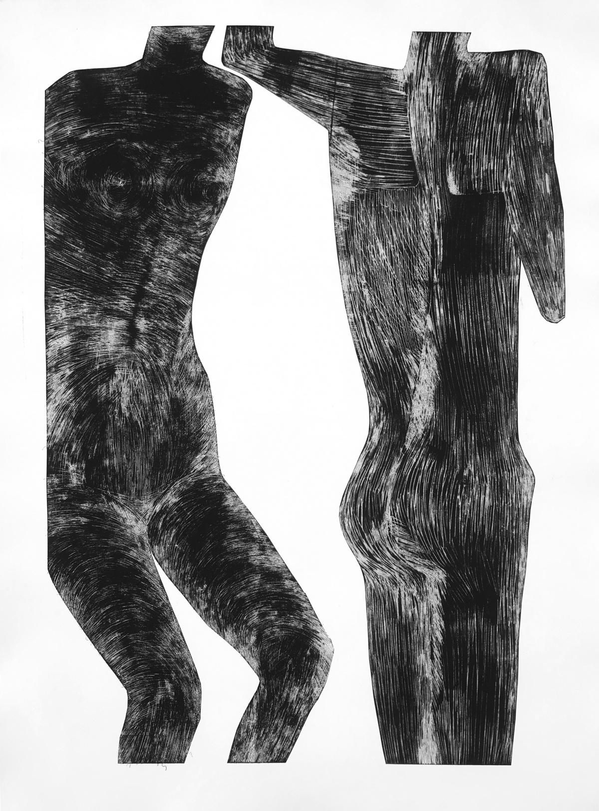 Jolanta Johnsson Abstract Painting - Human 7 - Contemporary Print, Figurative, Couple, Black & white