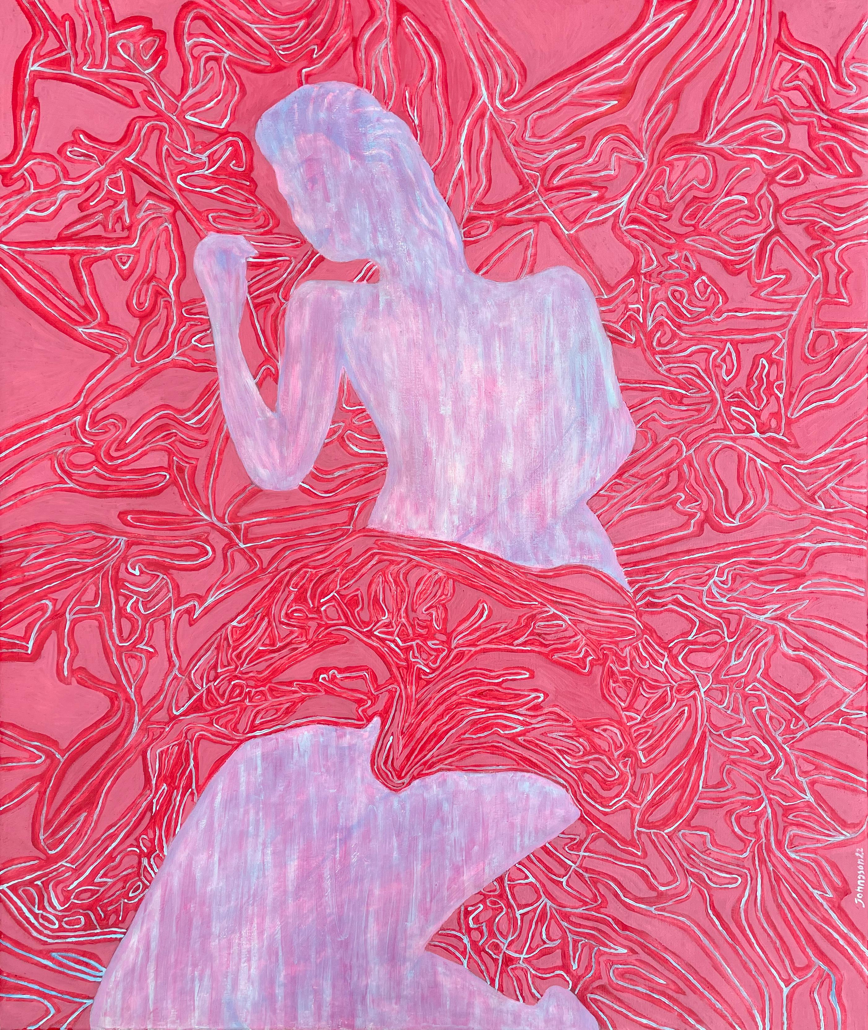 Figurative Painting Jolanta Johnsson - La dame en rouge