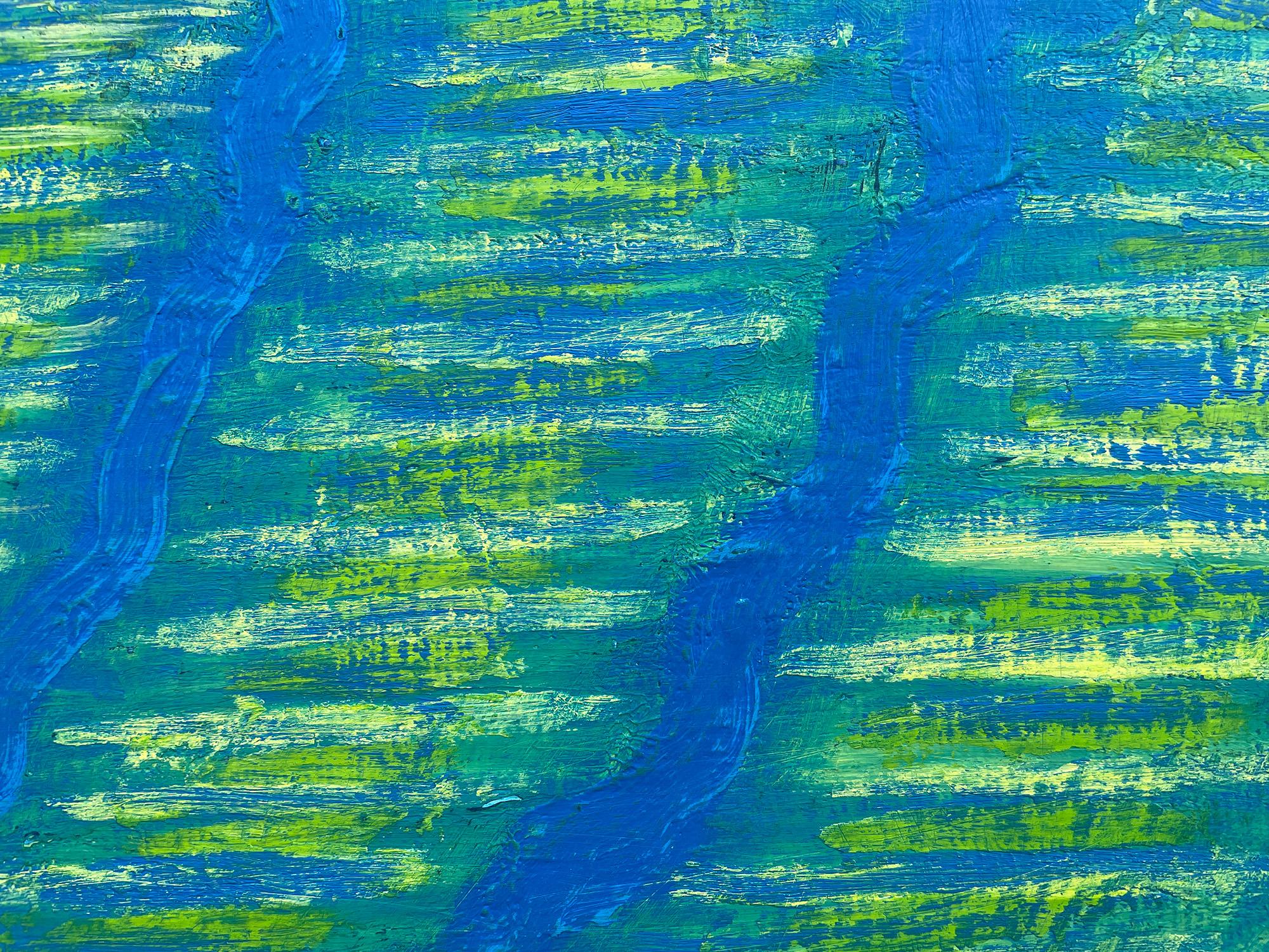 Morning Glorious on Waves - Blue Nude Painting by Jolanta Johnsson