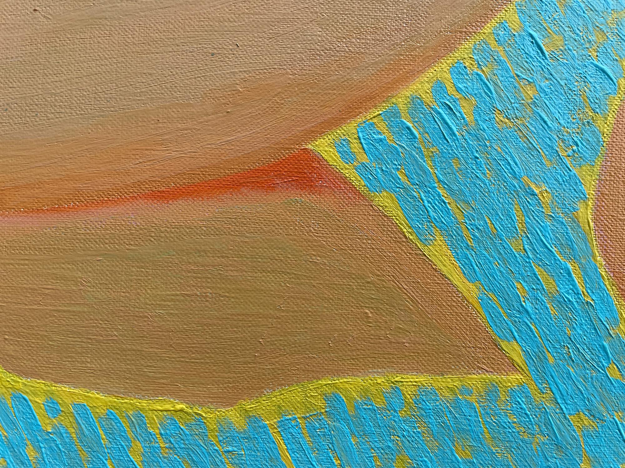 Jolanta Johnsson, artista polaca experimentada, licenciada por la Academia de Bellas Artes de Varsovia, doctora en Bellas Artes, profesora universitaria. Actualmente vive en Suecia. Así es como escribe sobre el cuadro:
Puestas de sol en la playa -