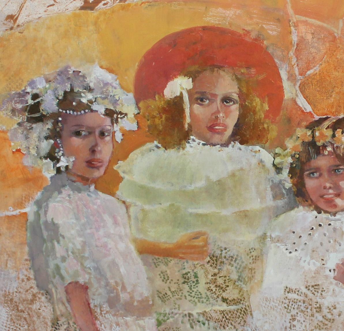 Chicas. Pintura figurativa al óleo sobre tabla, Coloful, artista polaco - Painting de Jolanta Zdrzalik