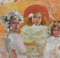 Chicas. Pintura figurativa al óleo sobre tabla, Coloful, artista polaco