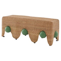 Jolgorio Bench in Chuspata Fiber, Metal & Lacquered Oak by Joyful Objects Yes!