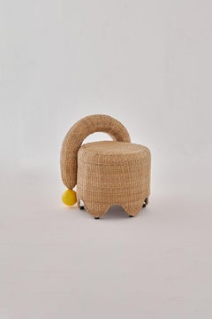 Jolgorio Stool in Chuspata Fiber, Metal & Lacquered Oak by Joyful Objects Yes!
