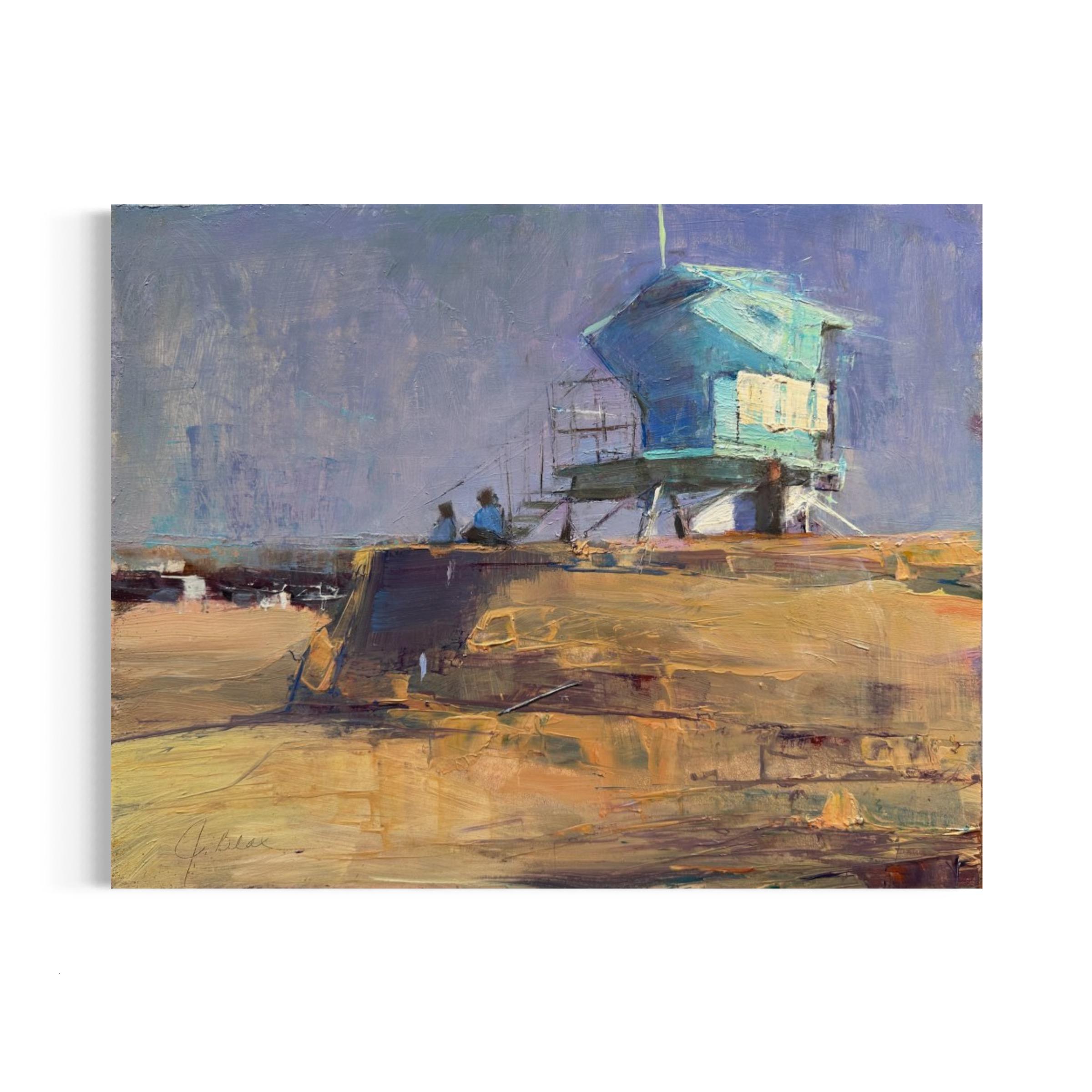Joli Beal Landscape Painting - Solana Beach Sentinel - Oil on Board Plein-Air Painting 2023
