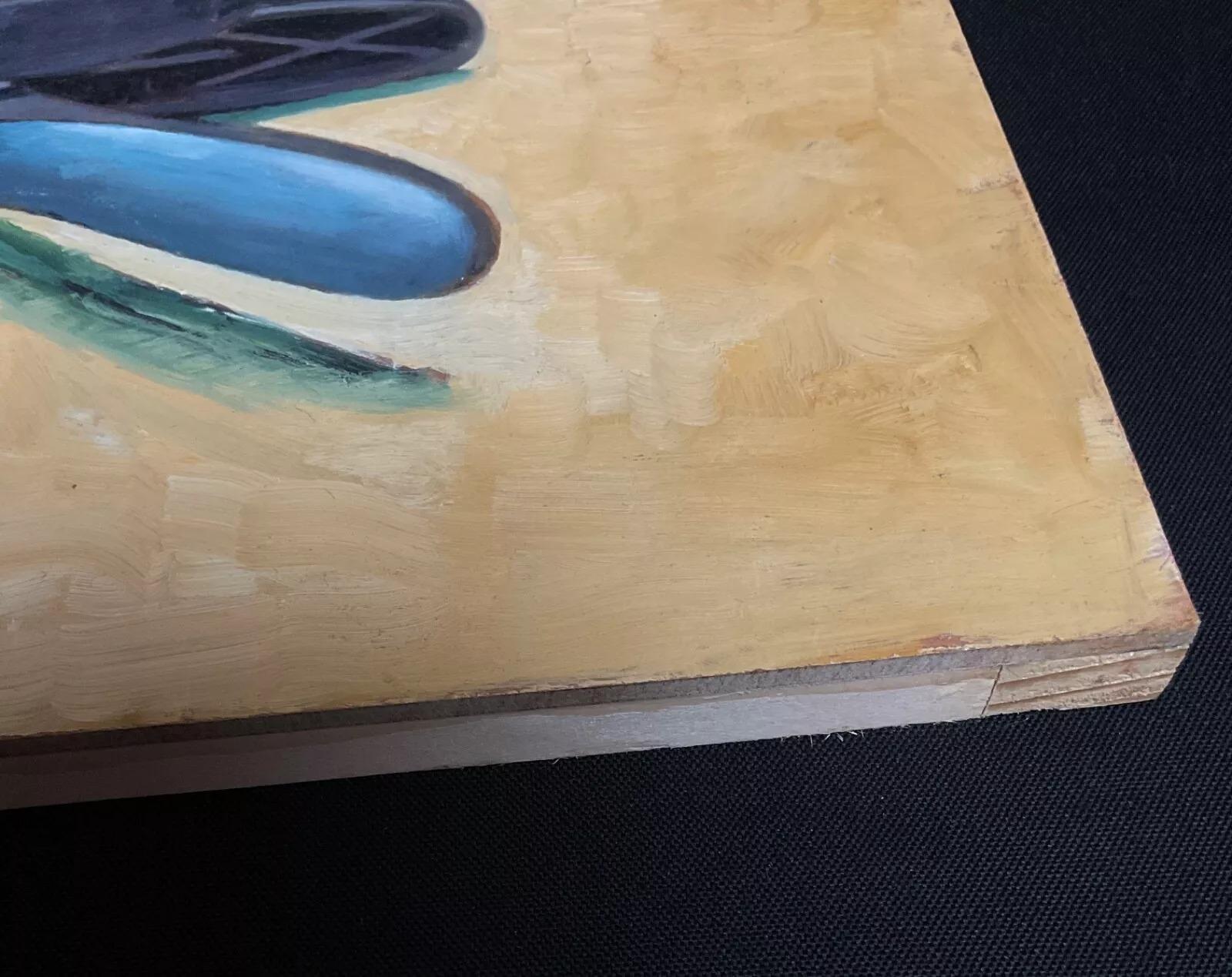 20th Century Joli tableau peinture acrylique sur bois 