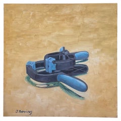 Joli tableau peinture acrylique sur bois "Bricolage 2" Signé J.Boving - 2Y574