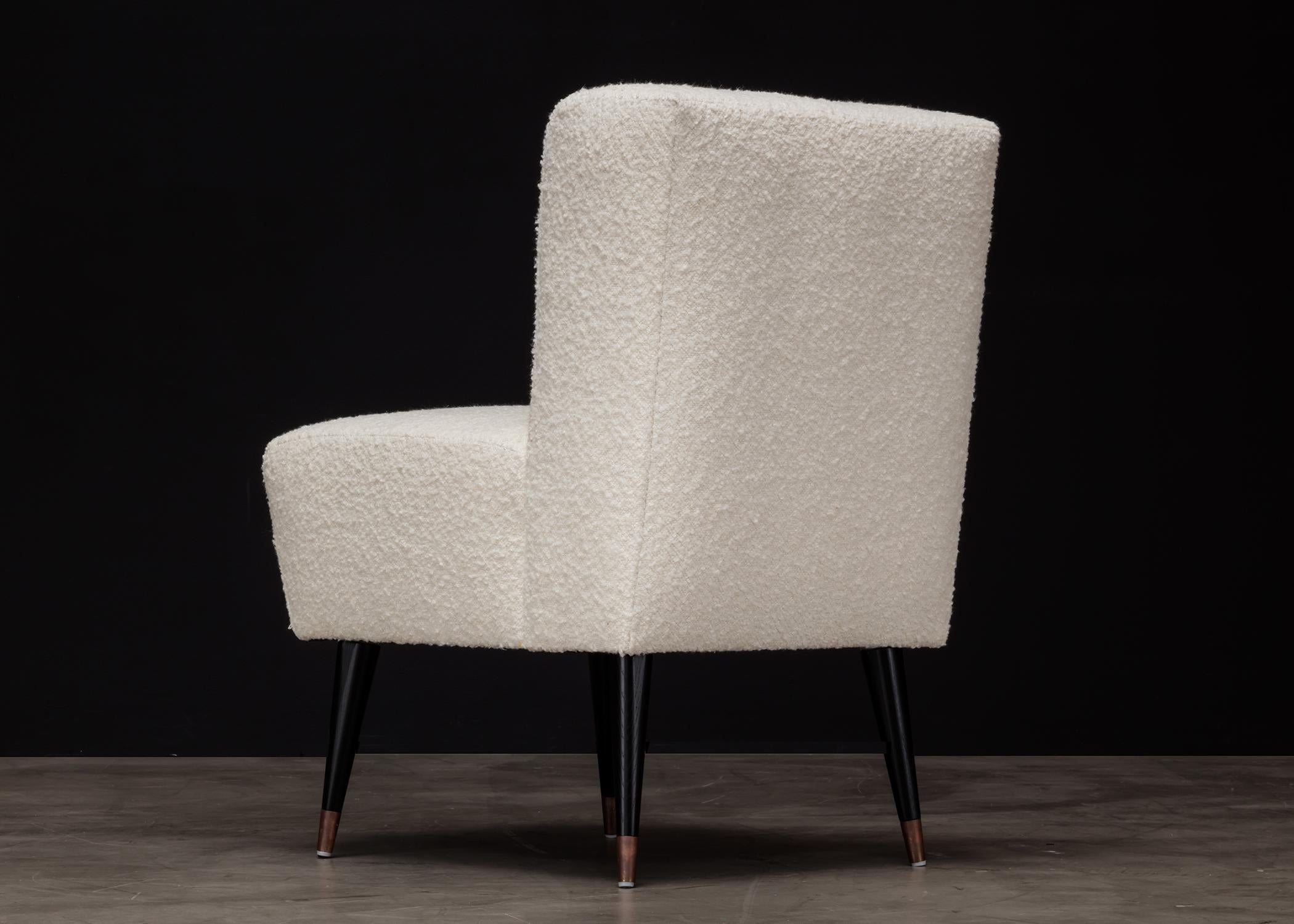 JOLIE DINING CHAIR - Modern Sculpted Design in Creme Boucle In New Condition For Sale In Laguna Niguel, CA