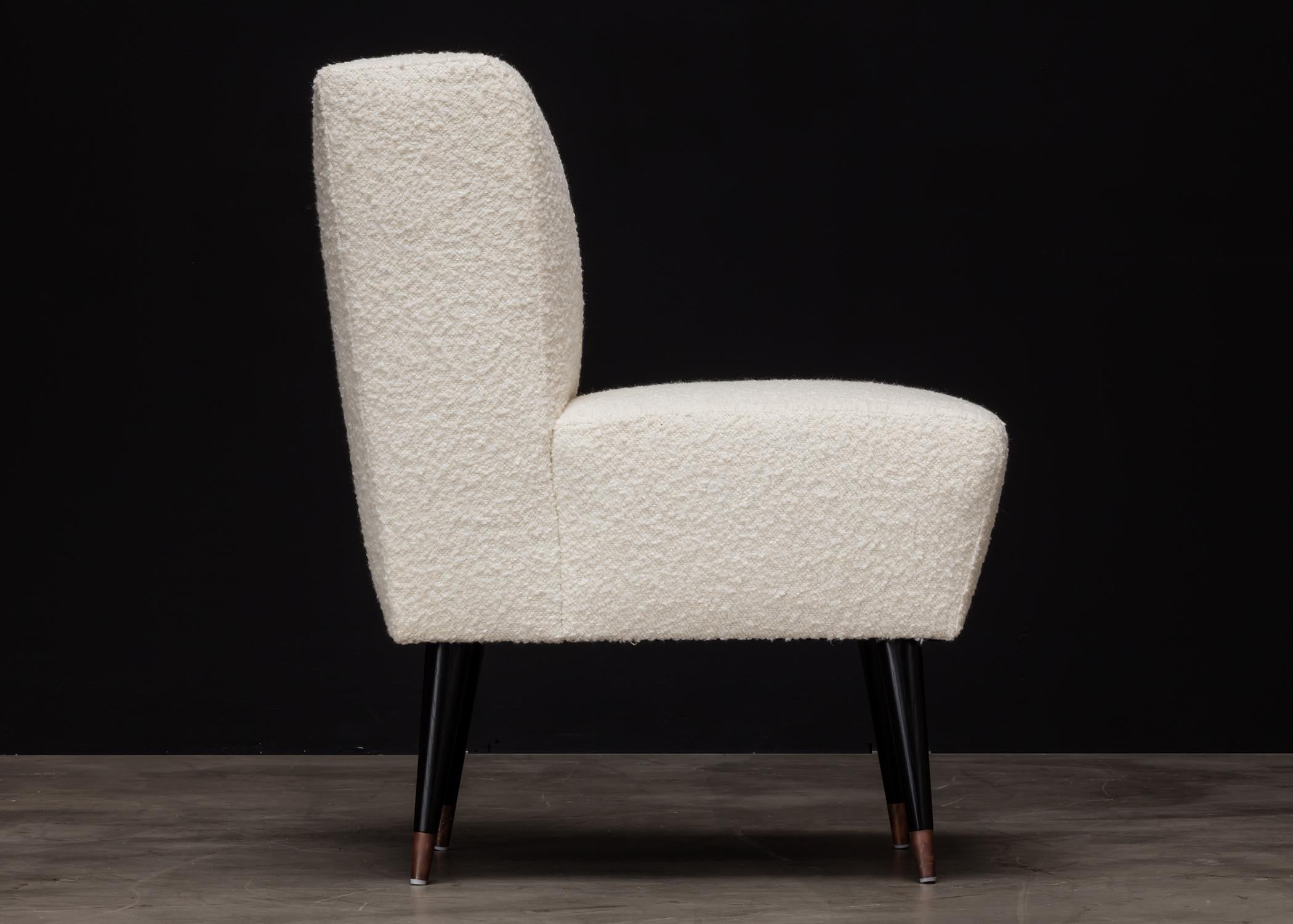 Contemporary JOLIE DINING CHAIR - Modern Sculpted Design in Creme Boucle For Sale