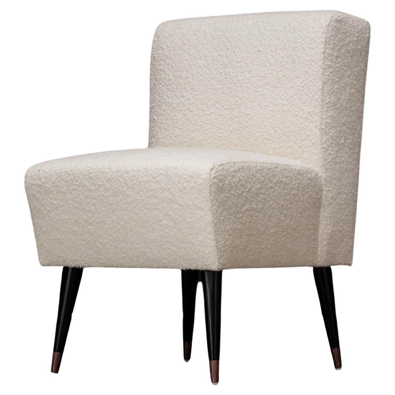 JOLIE DINING CHAIR - Modern Sculpted Design in Creme Boucle For Sale