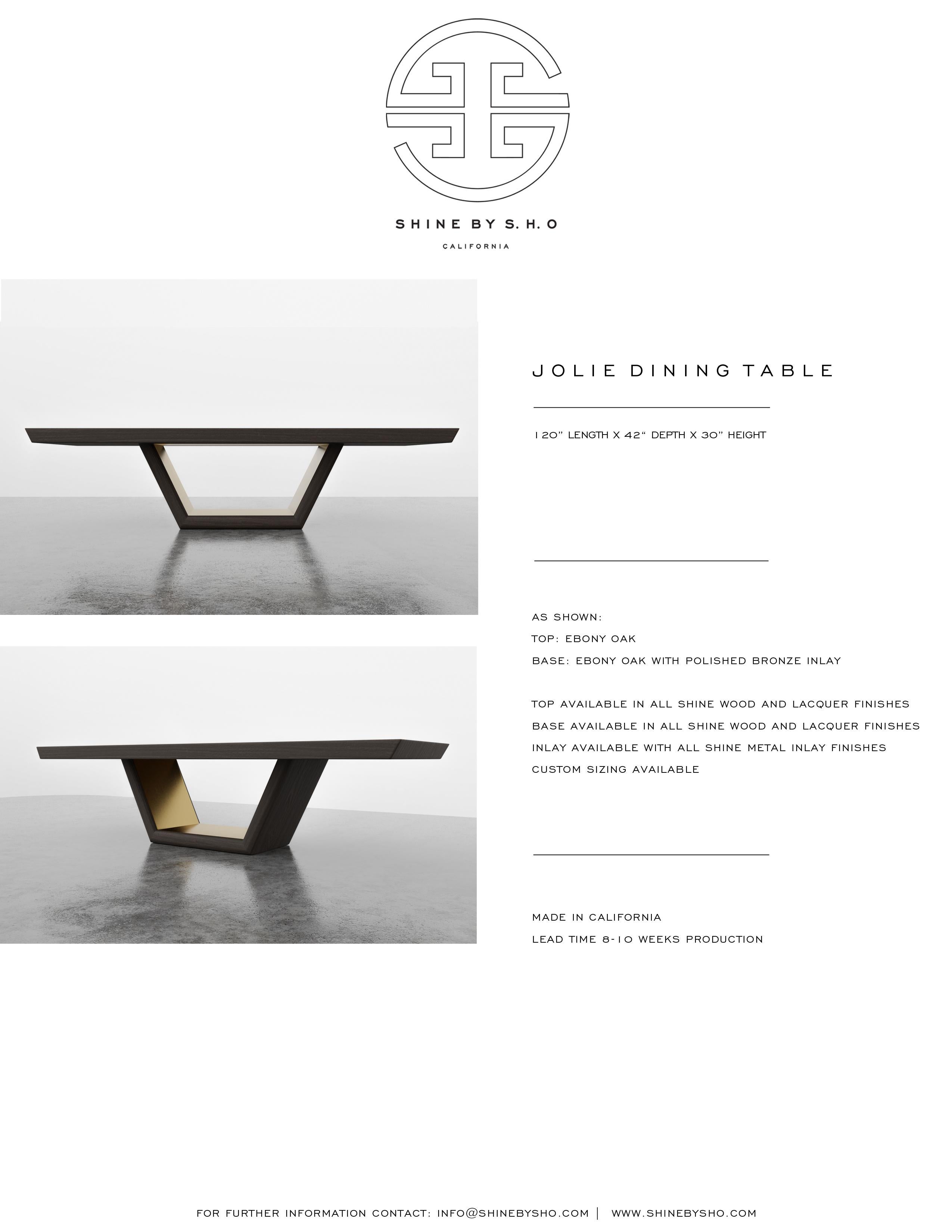 JOLIE DINING TABLE - Ebenholz-Esstisch mit goldener Metalleinlage (amerikanisch) im Angebot