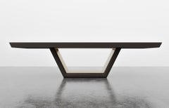 JOLIE DINING TABLE - Ebony Oak Dining Table with Gold Metal Inlay